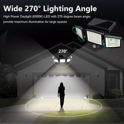 Outdoor Solar LED Wall Light with 200+ LEDs Waterproof and Motion Sensor Security Light