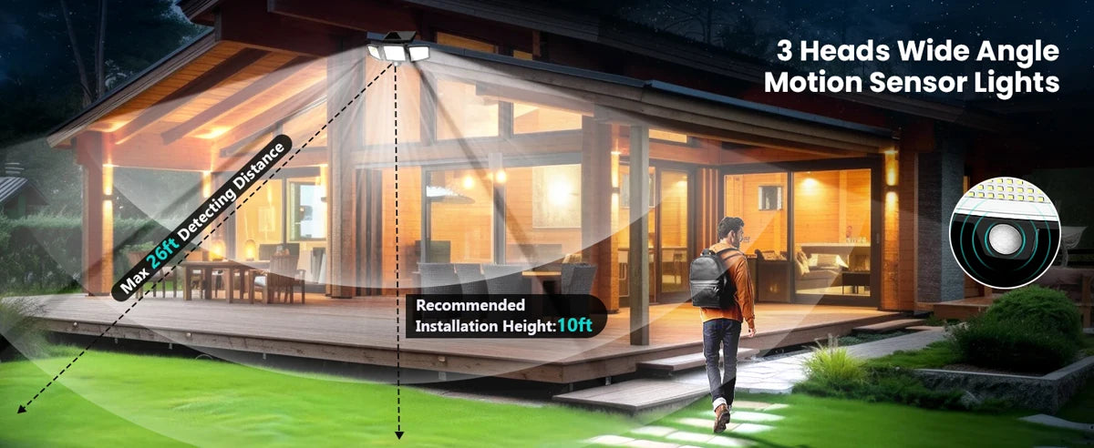 Outdoor Solar LED Wall Light with 200+ LEDs Waterproof and Motion Sensor Security Light