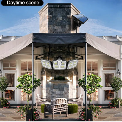 Outdoor Solar Motion Sensor Flood Lights 4-Head 3000 Lumens 270° Lighting Range