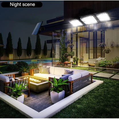 Outdoor Solar Motion Sensor Flood Lights 4-Head 3000 Lumens 270° Lighting Range