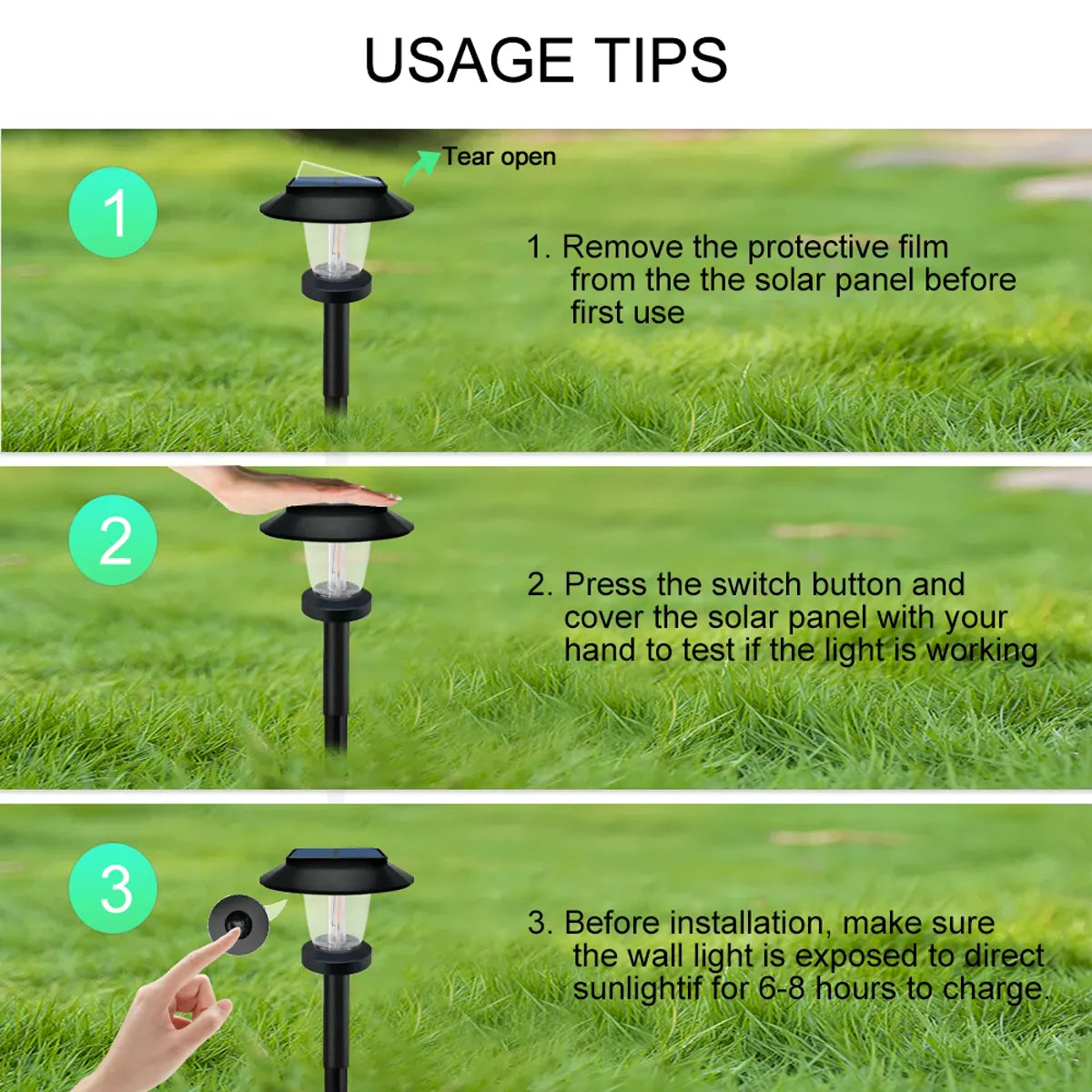 Solarbetriebene LED-Wegeleuchten für den Außenbereich, wasserdicht, für Gartenwege und Einfahrten