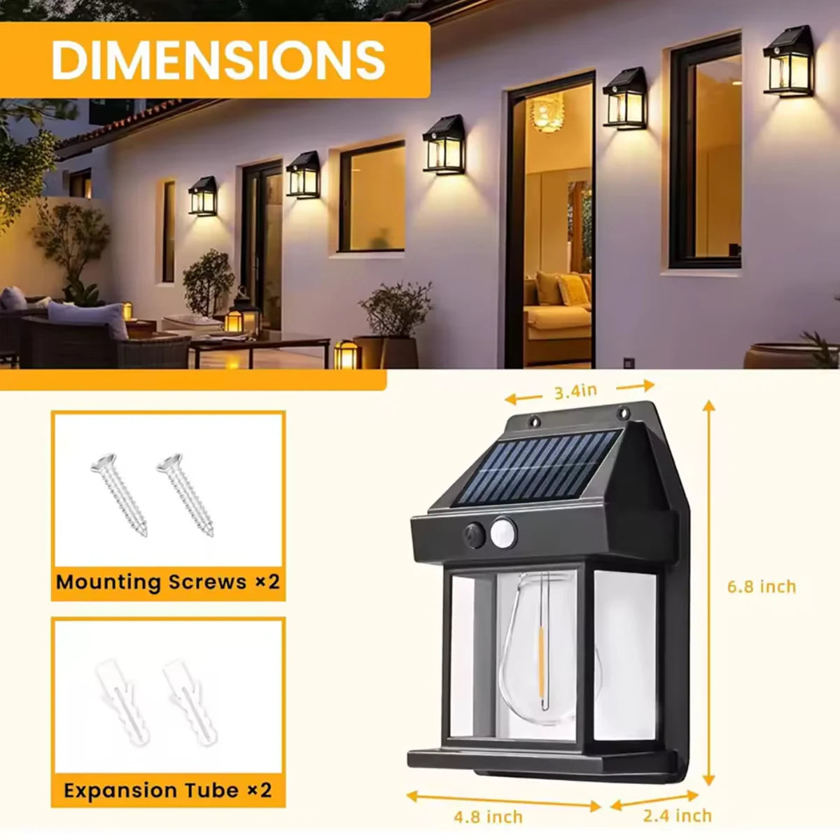 Outdoor Solar Wall Lamp Waterproof Induction Lamp Household Garden Wall Light