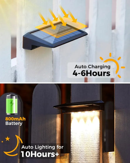 Ultra-Bright Outdoor Solar Wall Lights Waterproof LED Fence Lights for Yard Pathway