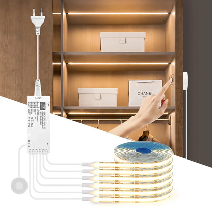 Through-Wood Touch Sensor COB LED Strip Light Kit - Cuttable, Stepless Dimming, 320 LEDs/m