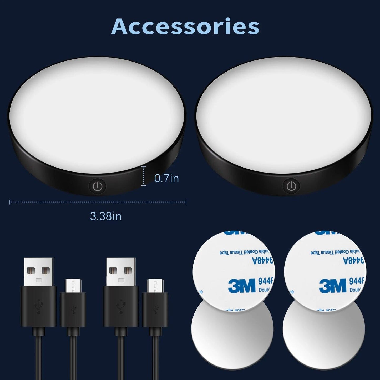 Battery Operated Dimmable LED Puck Light - Portable 1000mAh Cabinet Lighting - Lumaz