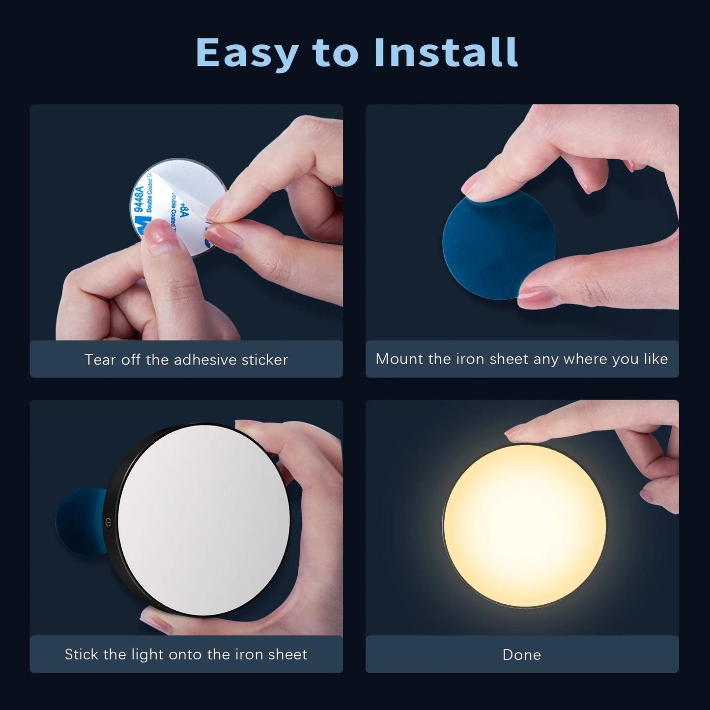 Battery Operated Dimmable LED Puck Light - Portable 1000mAh Cabinet Lighting - Lumaz