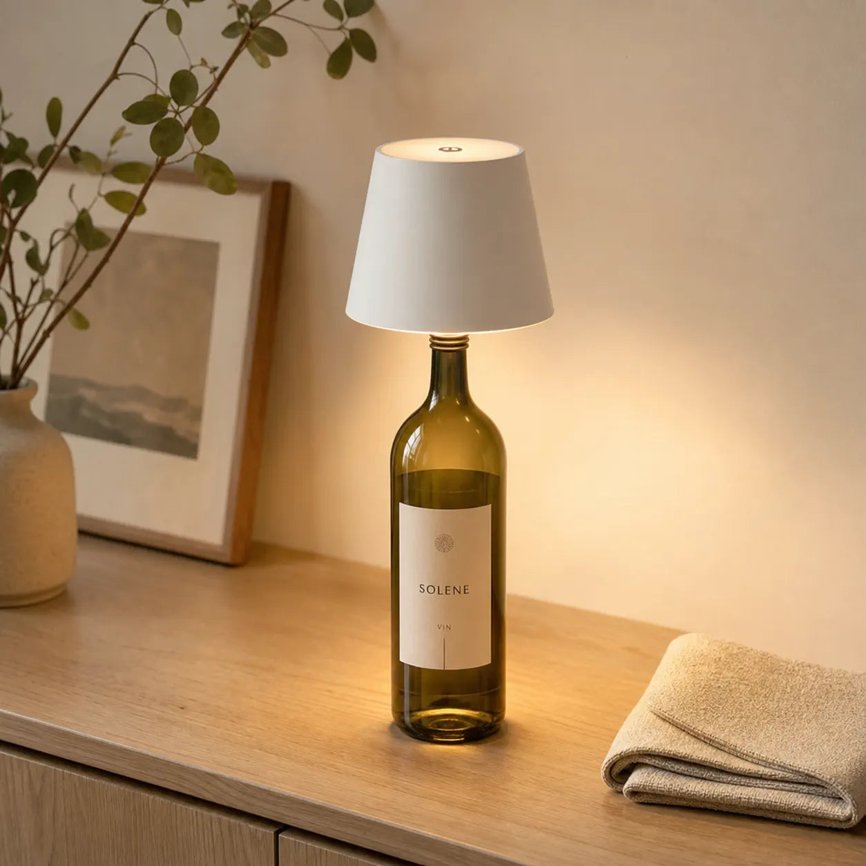 Rechargeable LED Bottle Lamp - Cordless Wine Bottle Light Insert, Dimmable Table Decor