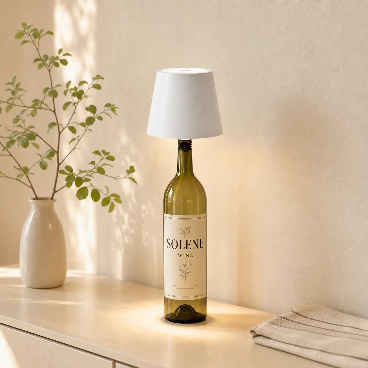 Rechargeable LED Bottle Lamp - Cordless Wine Bottle Light Insert, Dimmable Table Decor