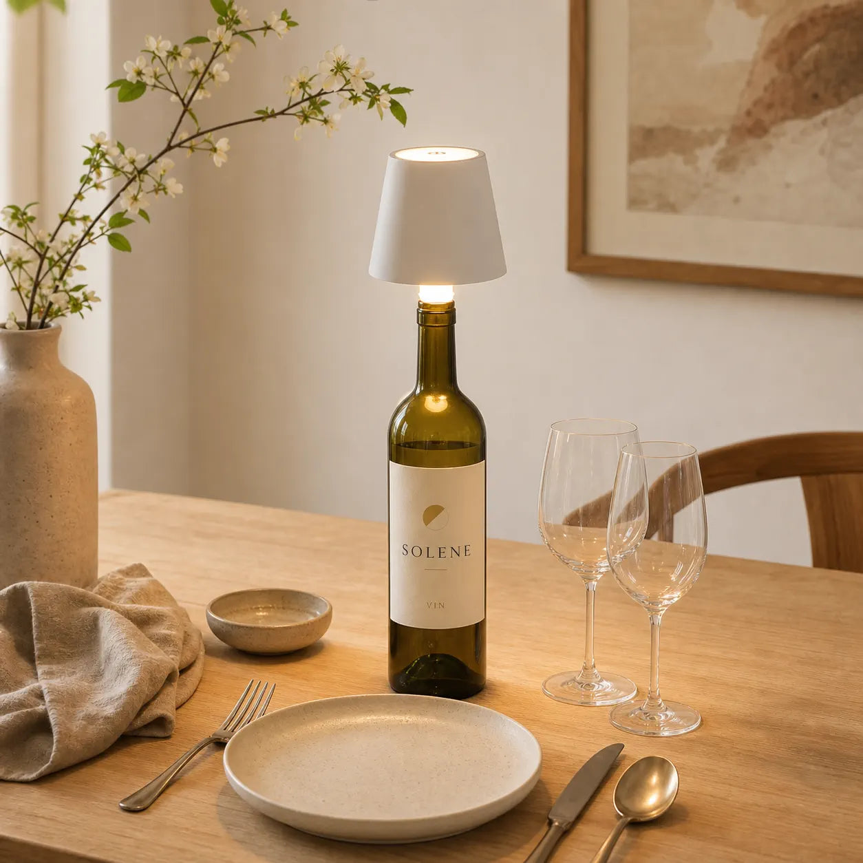 Rechargeable LED Bottle Lamp - Cordless Wine Bottle Light Insert, Dimmable Table Decor