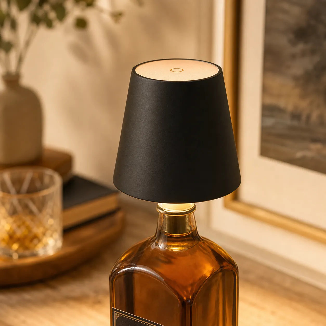 Rechargeable LED Bottle Lamp - Cordless Wine Bottle Light Insert, Dimmable Table Decor