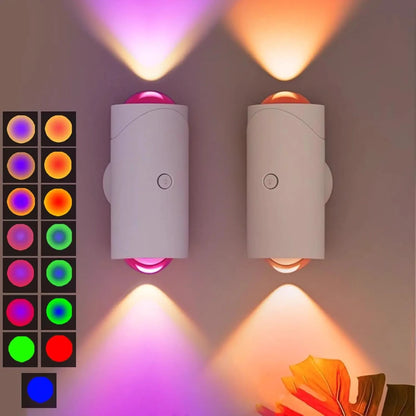 RGB LED Wall Lights with Motion Sensor Rechargeable Night Lights for Bedroom Porch Step