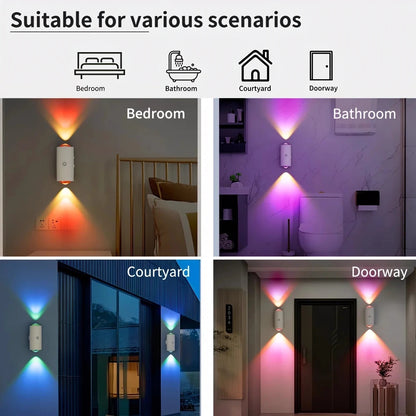 RGB LED Wall Lights with Motion Sensor Rechargeable Night Lights for Bedroom Porch Step