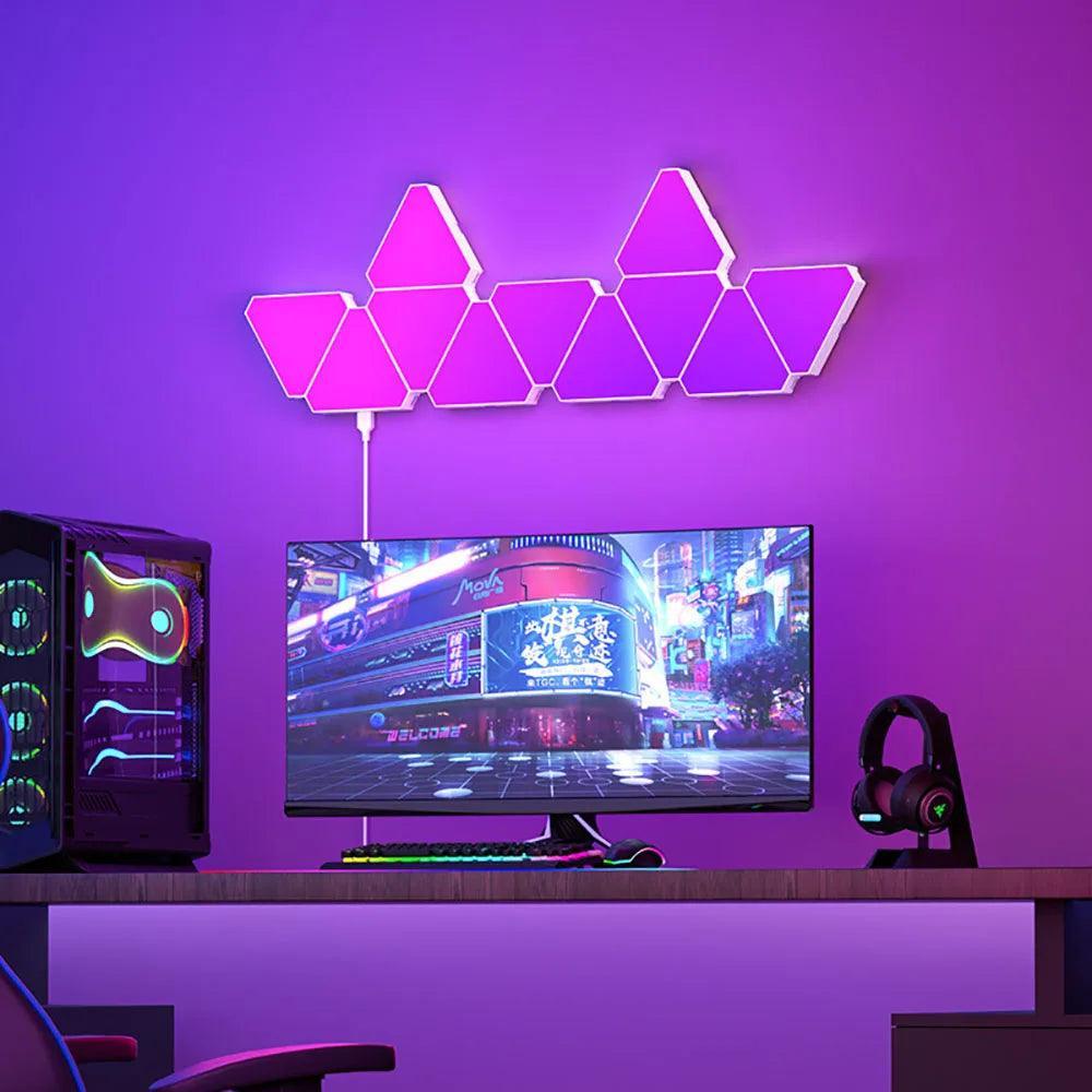 Triangular Led Mirror Light RGB Smart Triangular Wall Lights - App Control, Music Sync, Modular Pa ...