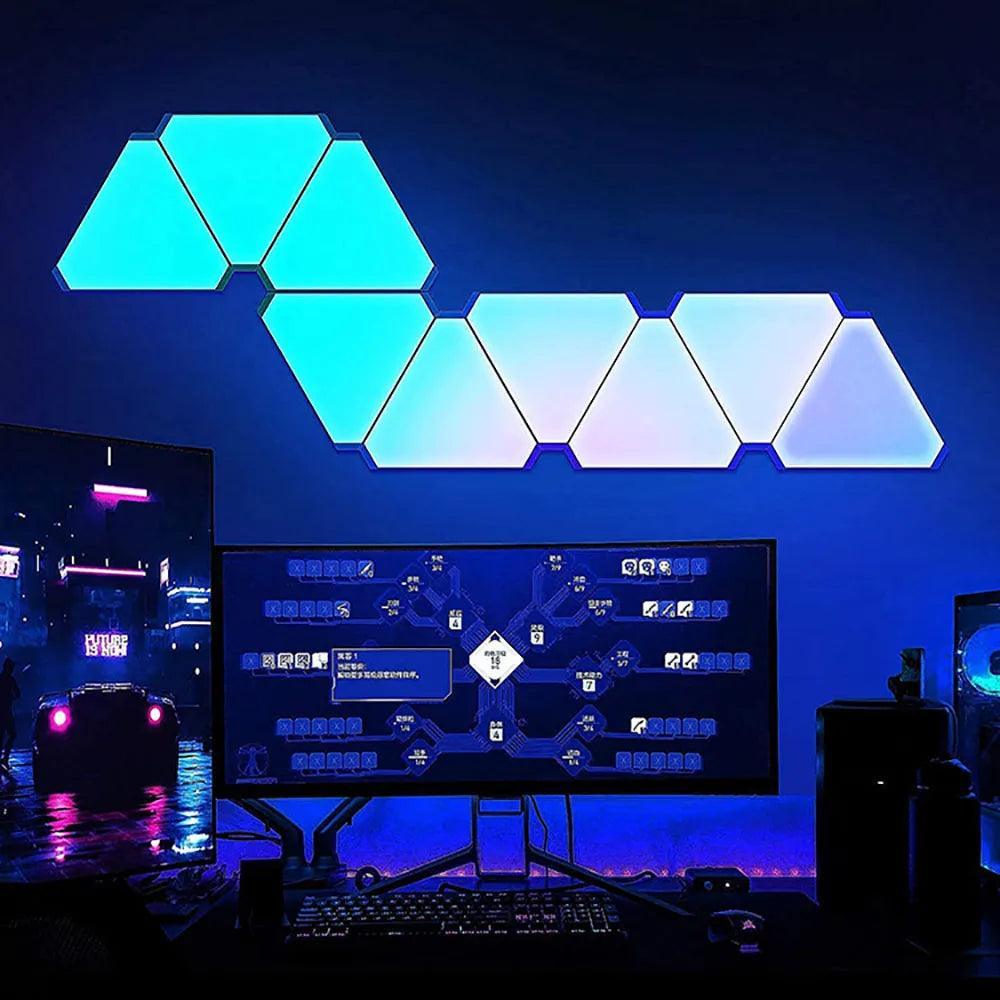 RGB Smart Triangular Wall Lights - App Control, Music Sync, Modular Pa ...