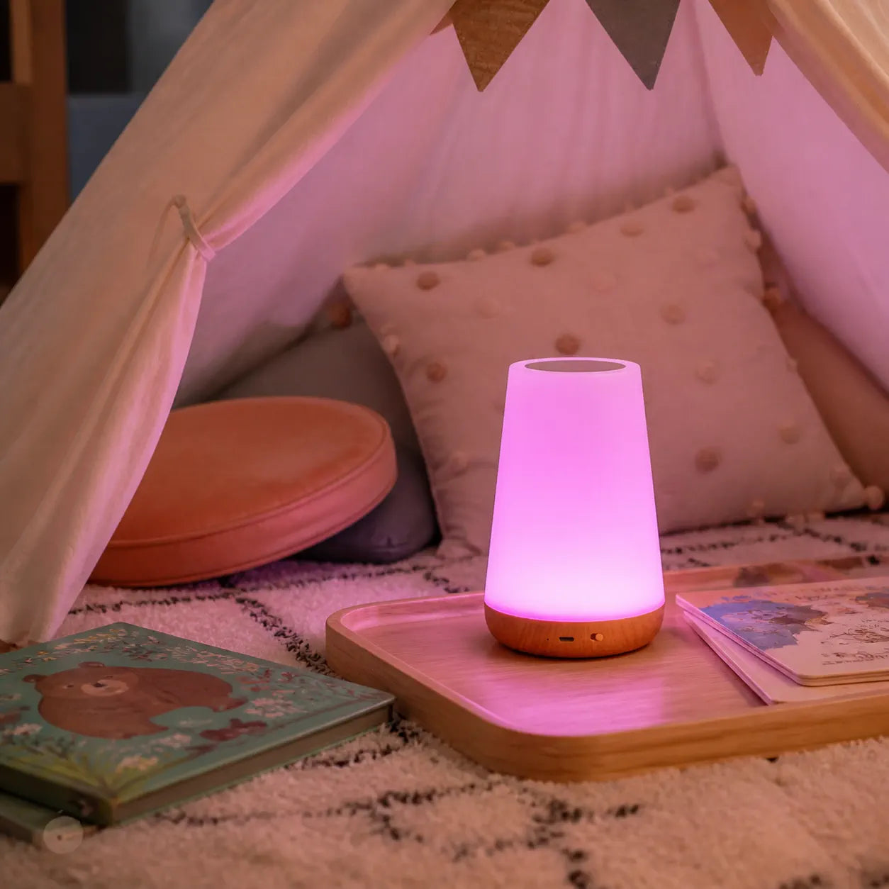 RGB Touch Sensor LED Bedside Lamp - USB Rechargeable, 13 Colors & Dimming