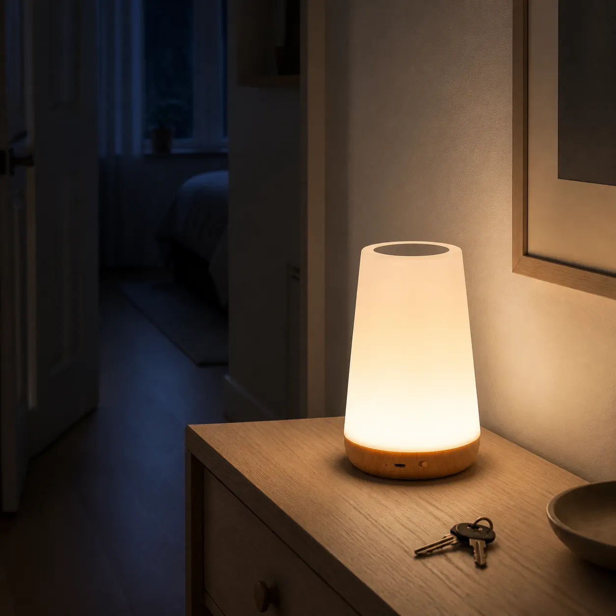 RGB Touch Sensor LED Bedside Lamp - USB Rechargeable, 13 Colors & Dimming