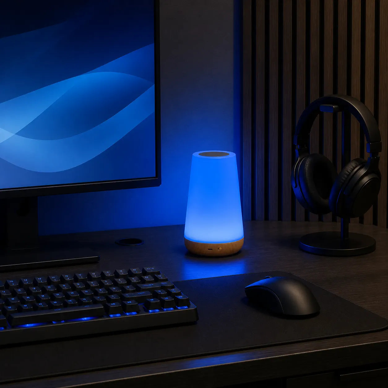 RGB Touch Sensor LED Bedside Lamp - USB Rechargeable, 13 Colors & Dimming
