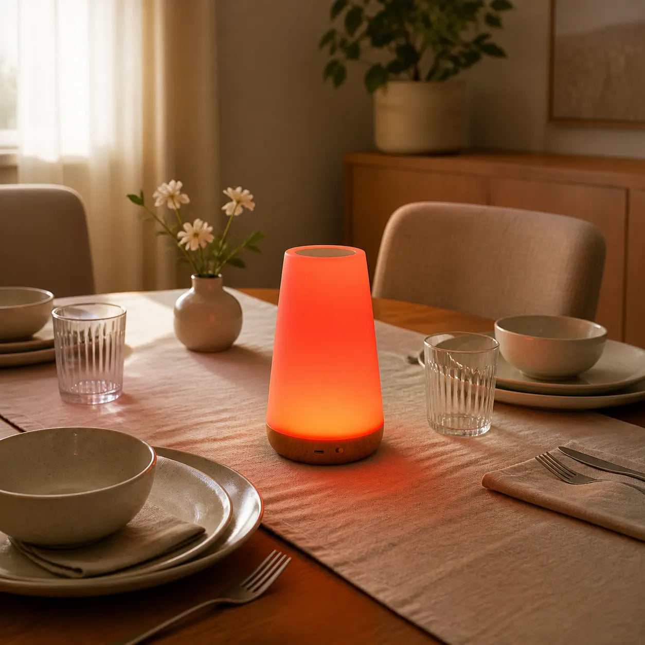 RGB Touch Sensor LED Bedside Lamp - USB Rechargeable, 13 Colors & Dimming