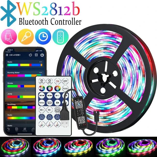 RGBIC 5050 WS2812b LED Strip Lights - Bluetooth App Controlled Chasing Lights - Lumaz