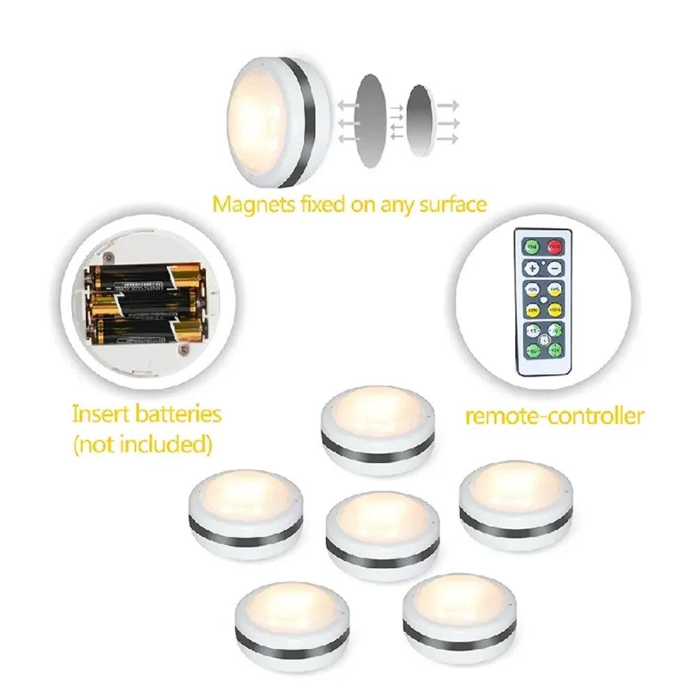 RGBW Battery Operated Remote Control Under Cabinet LED Puck Light - Lumaz