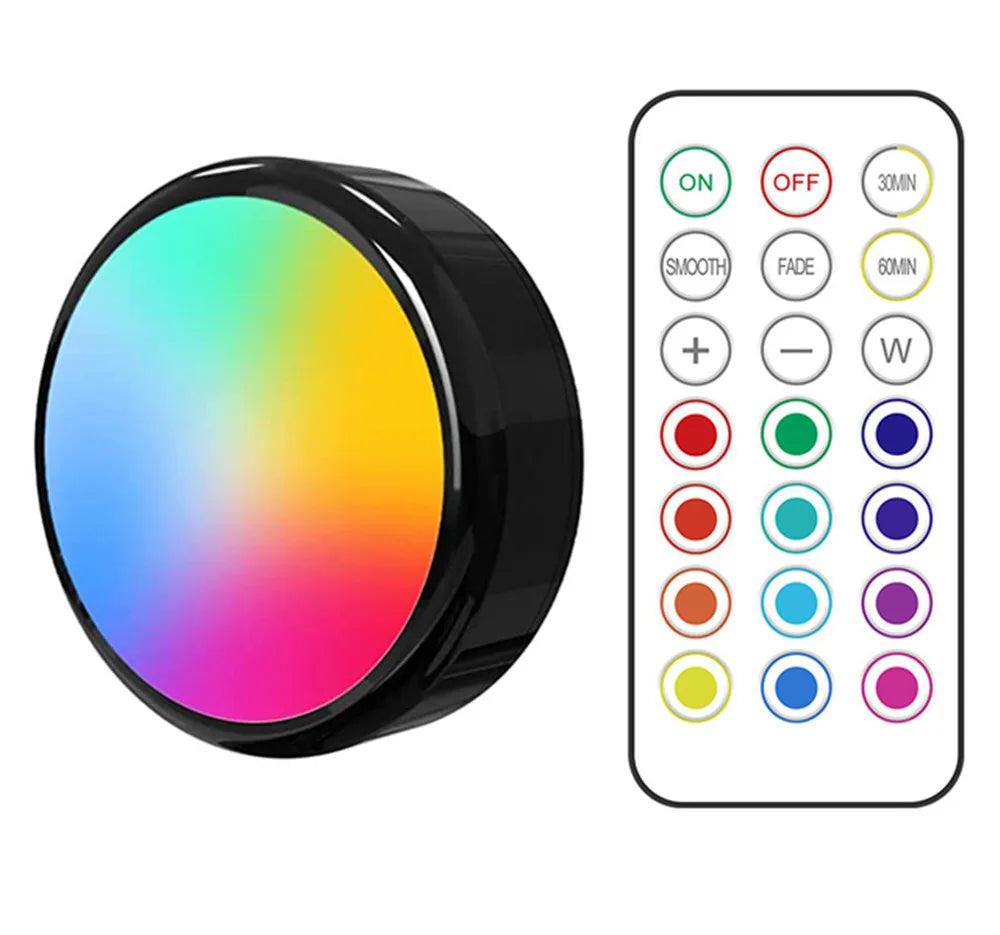 6 Pièces Spot LED RGB Avec Télécommande, Veilleuse LED 16 Couleurs Eclairage Armoire A Piles Eclairage Escalier Dimmable 79033847 6 Pièces Spot LED RGB Avec Télécommande, Veilleuse LED 16 Couleurs Eclairage Armoire A Piles Eclairage Escalier Dimmable 79033847