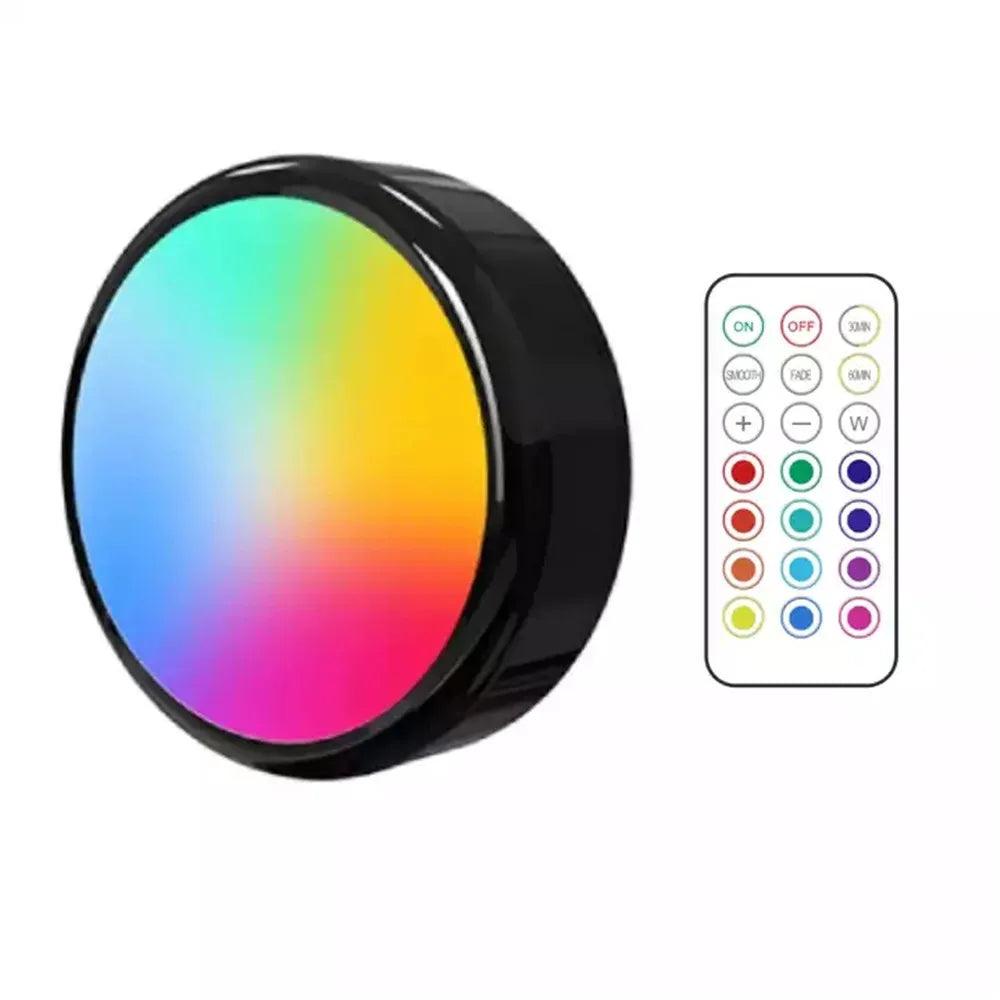 RGBW Dimmable Touch Sensor Remote Control Under Cabinet LED Puck Light Black - Lumaz