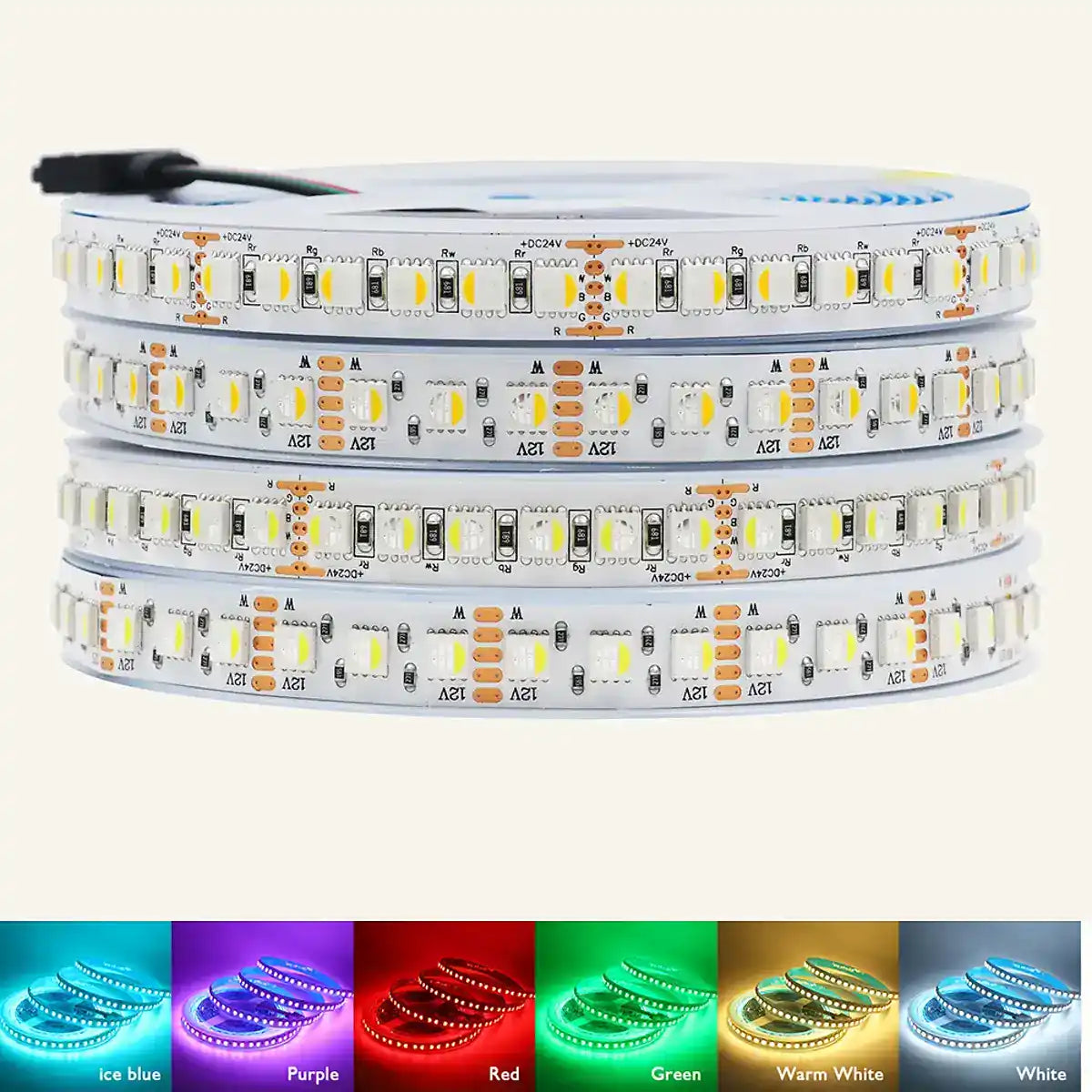 RGBW/RGBWW LED-Streifen - 5m, 12V/24V, bis zu 120 LEDs/m