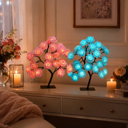 Rose Flower Tree LED Table Lamp - USB Powered, Ambient Night Light