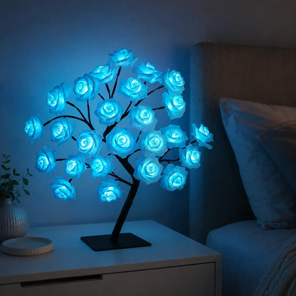 Rose Flower Tree LED Table Lamp - USB Powered, Ambient Night Light