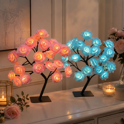 Rose Flower Tree LED Table Lamp - USB Powered, Ambient Night Light