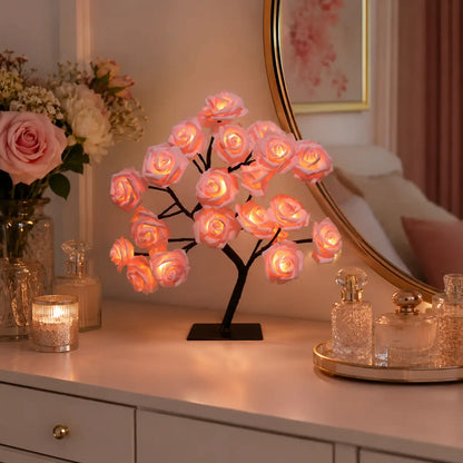 Rose Flower Tree LED Table Lamp - USB Powered, Ambient Night Light