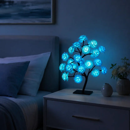 Rose Flower Tree LED Table Lamp - USB Powered, Ambient Night Light