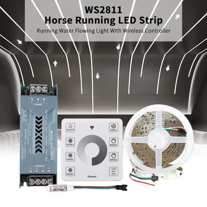 Running Water LED Strip Kit - 10m, 120 LEDs/m, Touch Panel Control