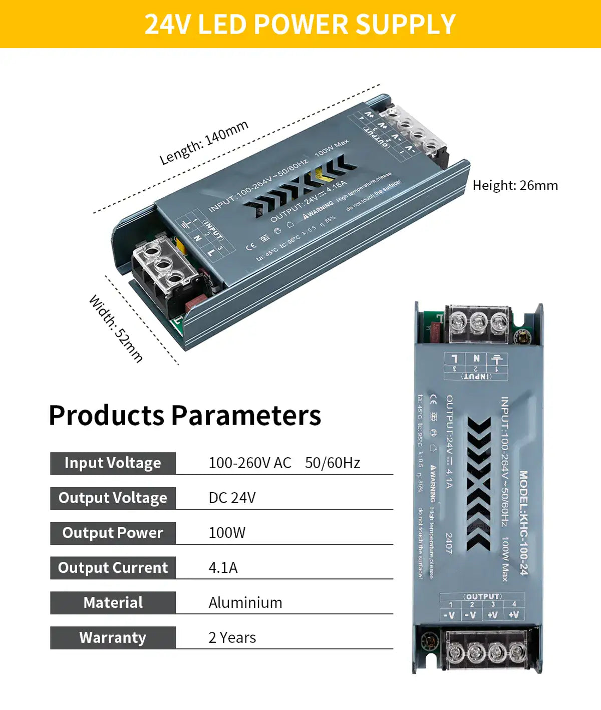 24V LED power supply specifications
