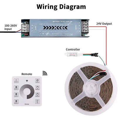 Running Water LED Strip Kit - 10m, 120 LEDs/m, Touch Panel Control