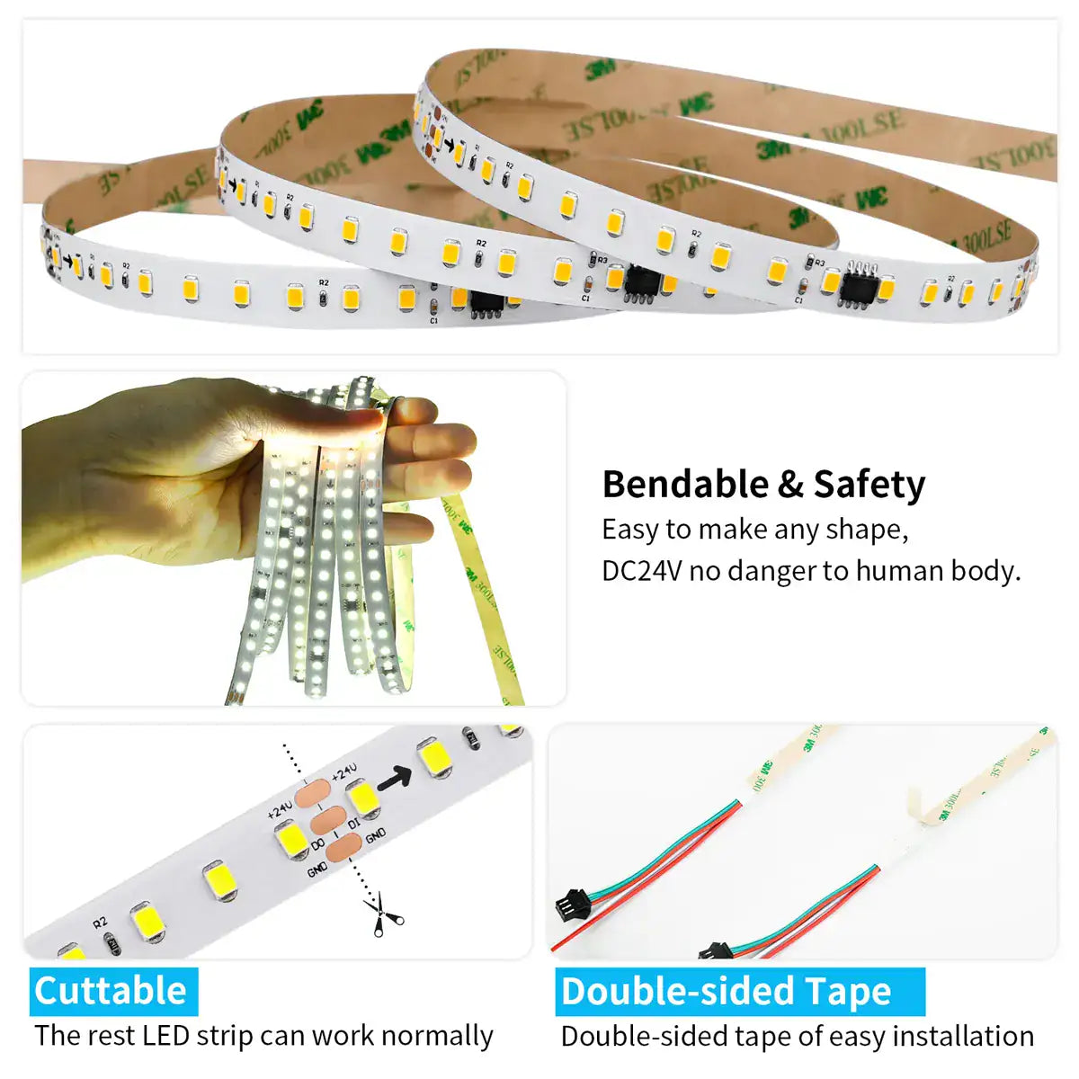 Running Water LED Strip Kit - 10m, 120 LEDs/m, Touch Panel Control