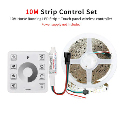 Running Water LED Strip Kit - 10m, 120 LEDs/m, Touch Panel Control