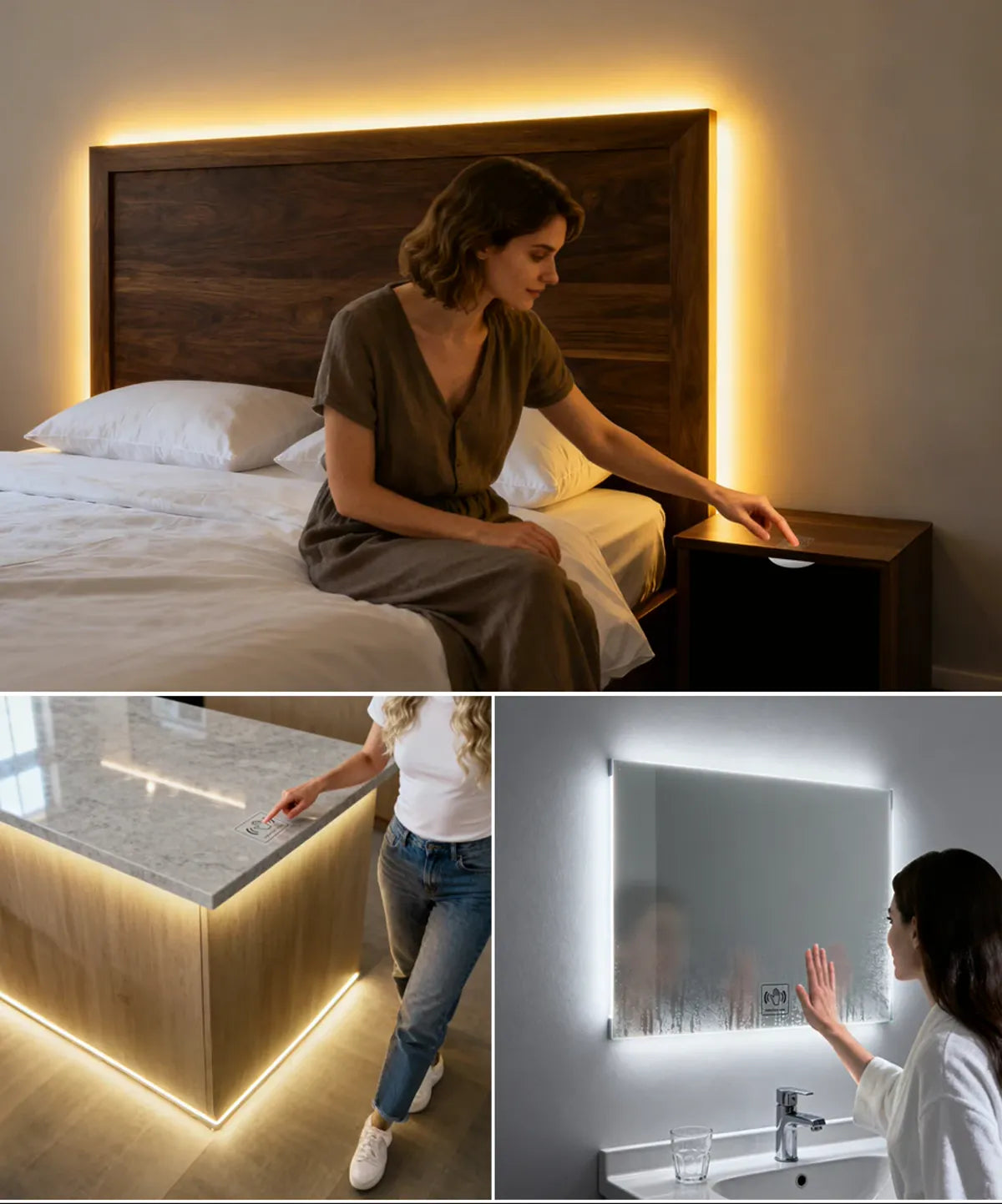 Self-Adhesive COB LED Under Cabinet Lights Penetrating Touch Sensor Neon Tape Lights