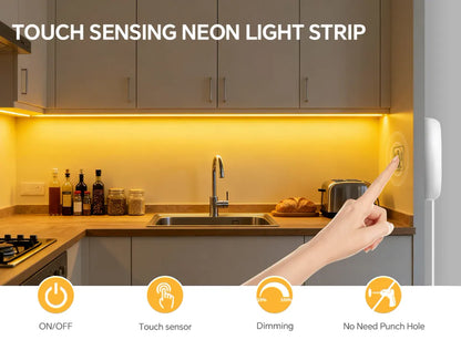 Self-Adhesive COB LED Under Cabinet Lights Penetrating Touch Sensor Neon Tape Lights
