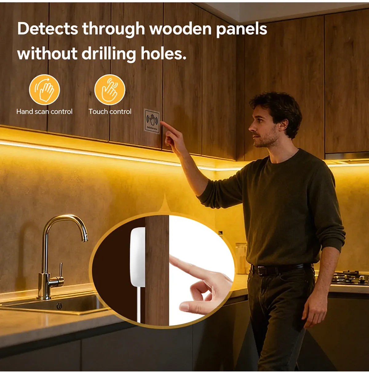 Self-Adhesive COB LED Under Cabinet Lights Penetrating Touch Sensor Neon Tape Lights