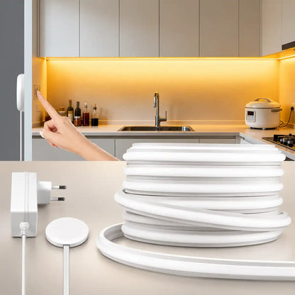 Self-Adhesive COB Neon LED Strip Light for Under Cabinet - Penetrating Touch Sensor, 24V