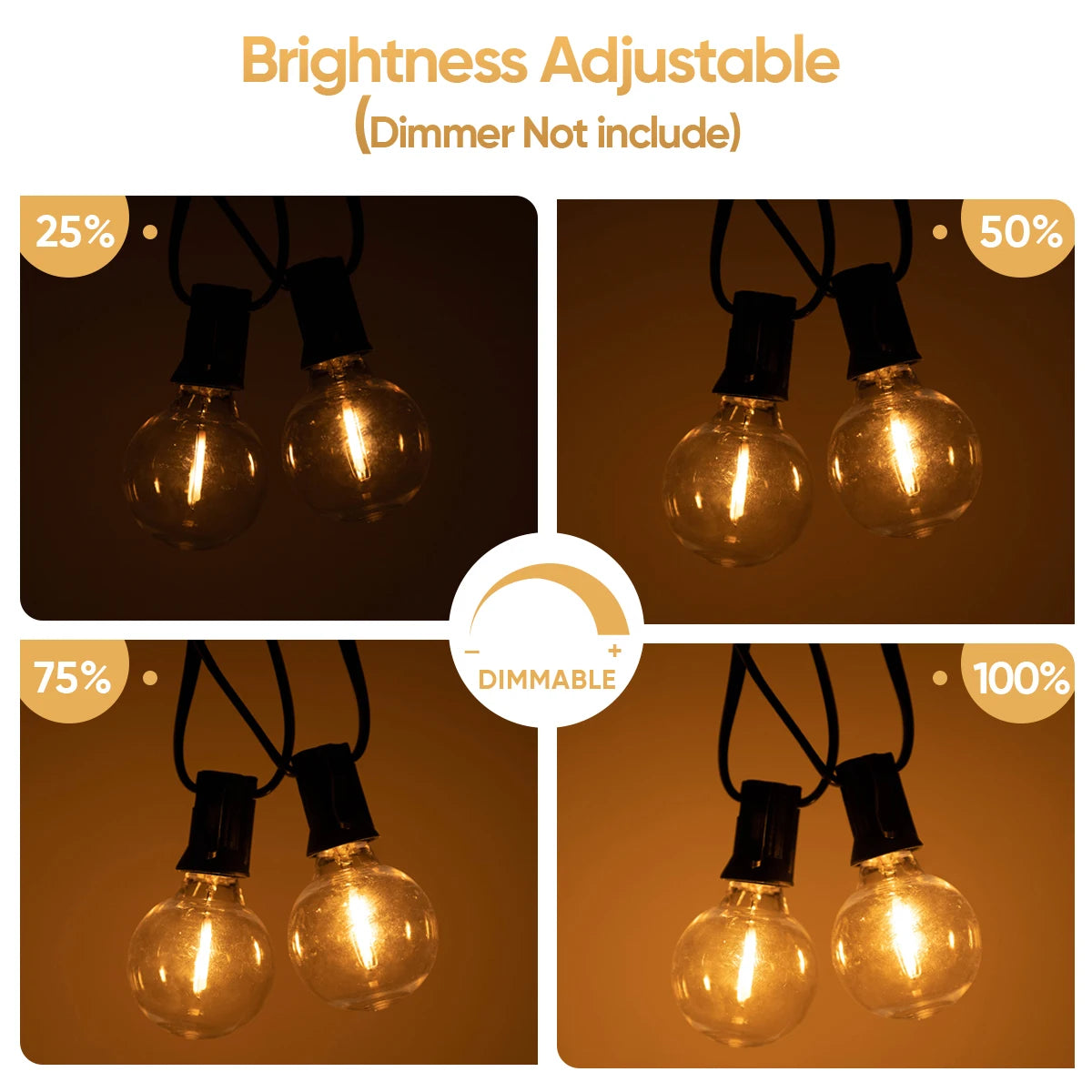 Shatterproof G40 Outdoor String Lights 110V Led String Light Waterproof Connectable - Lumaz