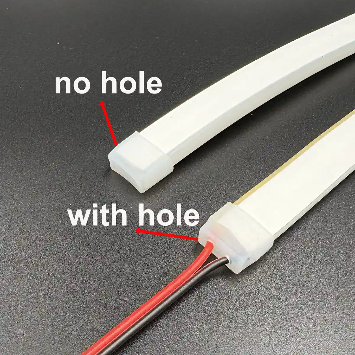 Silicone Neon LED Strip End Caps - 6×12mm, Hole or No-Hole, Waterproof