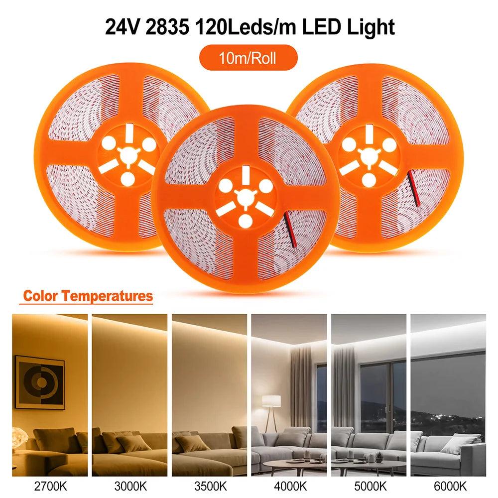 SMD 2835 24V LED Strip Lights With 120 LEDs, RA98, 2700K-6000K - Lumaz