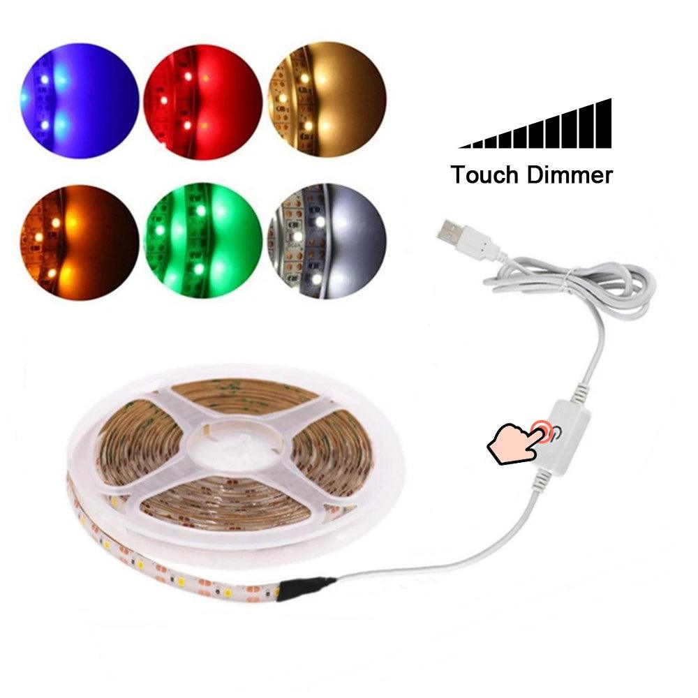 SMD 2835 5V LED Strip Lights With USB/Battery Operate, Touch Dimmer, 6 ...
