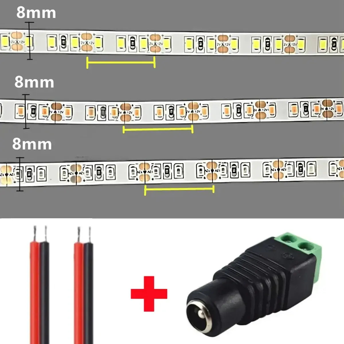 Rubans LED SMD 2835 120 LED/m - DC12V/24V, 9 Couleurs, Flexibles & Sécables