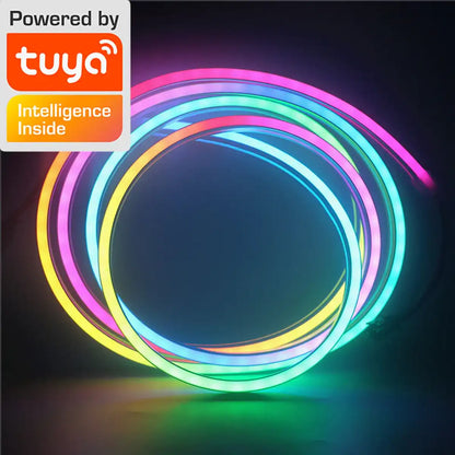 RGBIC Silicone Neon LED Strip Light - Tuya Smart App, IP65 Waterproof, USB 5V, Voice Control