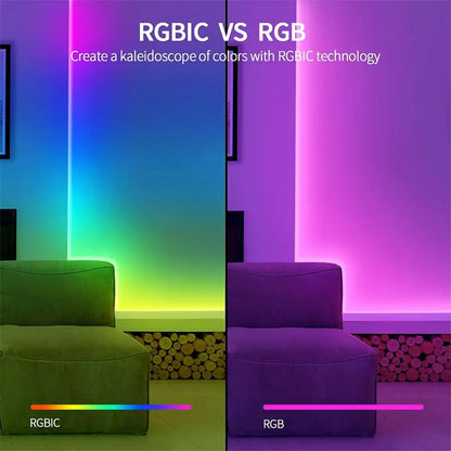 RGBIC Silicone Neon LED Strip Light - Tuya Smart App, IP65 Waterproof, USB 5V, Voice Control