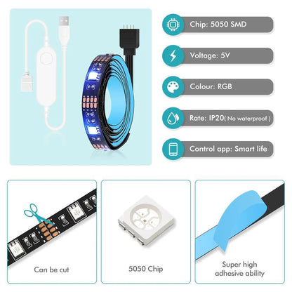 SMD 5050 5V Smart RGB LED Strip Lights With USB PowerZigbeeWiFi - Lumaz