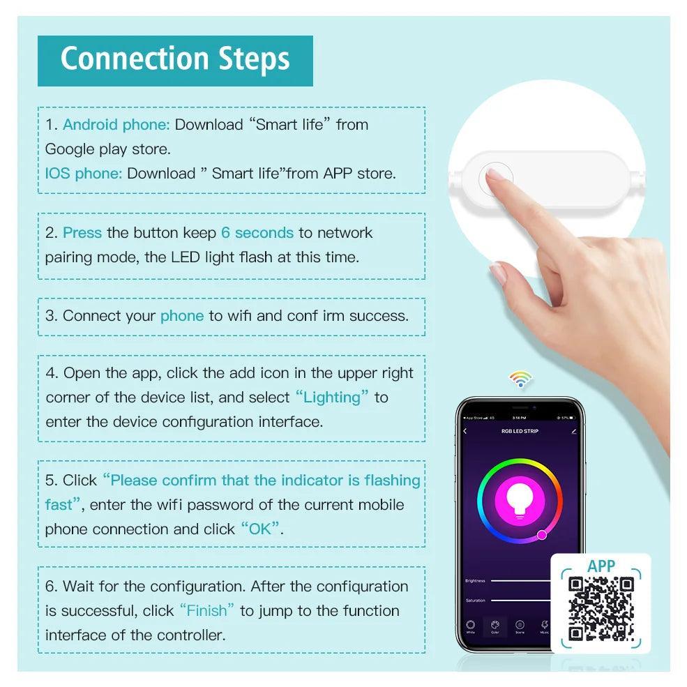 SMD 5050 5V Smart RGB LED Strip Lights With USB PowerZigbeeWiFi - Lumaz